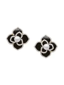 Celestique Pearls Studded Floral Shaped Studs