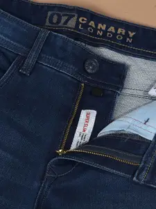 Canary London Men Smart Skinny Fit Low-Rise Light Fade Printed Stretchable Jeans