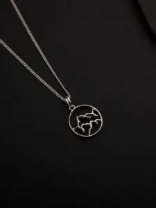 House of Aadyaa 92.5 Sterling Silver Circular Pendant With Chain