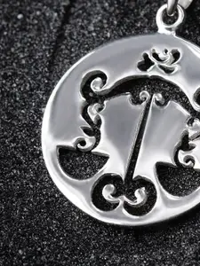 House of Aadyaa 92.5 Sterling Silver Circular Pendant With Chain