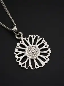 House of Aadyaa 92.5 Sterling Silver Lightweight Floral Pendant With Chain