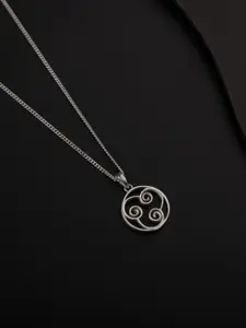 House of Aadyaa 92.5 Sterling Silver Circular Pendant With Chain