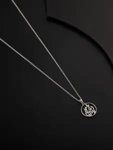 House of Aadyaa 92.5 Sterling Silver Element Of Fire Pendant With Chain