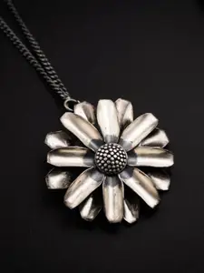 House of Aadyaa 925 Sterling Silver Floral Pendant With Chain