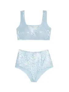 Victoria's Secret Sequin Shimmer Bra Top & High-Waist Short Set