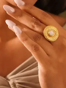 JAYPORE Gold-Plated Sterling Silver Stones-Studded Finger Ring