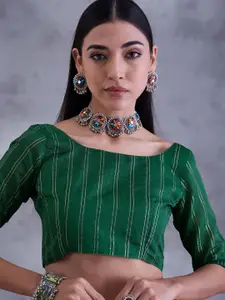 Saree mall Geometric Printed Beads and Stones Sarees