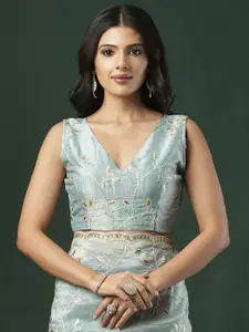 Anouk Floral Sequinned Tissue Saree