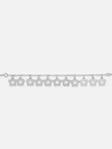 Mia by Tanishq Set Of 2 93 KT Silver-Plated Blooming Beauty Anklets