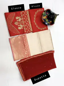 Rujave Silk Zari Unstitched Lehanga With Blouse Along With Banarashi Silk Duppta