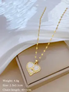 V FASHION JEWELLERY 9296 Gold-Plated Heart Shaped Pendant With Chain