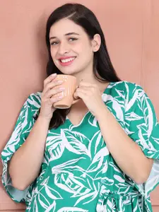 Secret Wish Women Floral Printed V-Neck Maternity Kaftan Nightdress