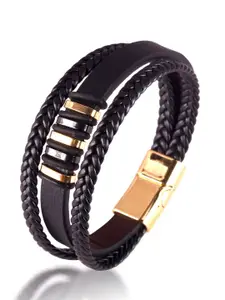 MEENAZ Men Gold-Plated Stainless Steel Antique Multistrand Bracelet