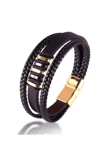 MEENAZ Men Gold-Plated Stainless Steel Antique Multistrand Bracelet