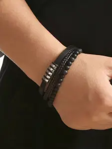 MEENAZ Men Silver-Plated Stainless Steel Antique Multistrand Bracelet