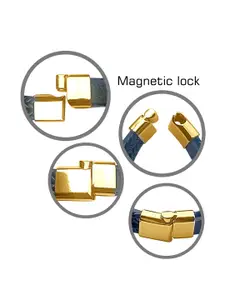 MEENAZ Men Gold-Plated Stainless Steel Leather Multistrand Bracelet