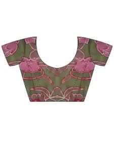 Sangria Block Printed Saree With Blouse Piece