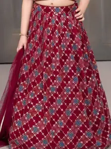 Lagorii Girls Embroidered Sequinned Ready to Wear Lehenga & Blouse Poly Georgette