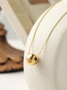 V FASHION JEWELLERY Gold-Plated Pearl Ball Classic Pendant With Chain