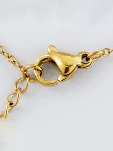 V FASHION JEWELLERY Rose Gold-Plated Stainless Steel Stone Studded Pendant With Chain