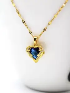 V FASHION JEWELLERY Gold Plated Stainless Steel CZ Heart Shape Pendant With Chain