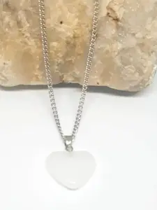 V FASHION JEWELLERY Silver-Plated Sterling Silver Heart Shaped Pendant With Chain