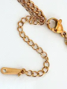 V FASHION JEWELLERY Rose Gold-Plated Heart & Bar Shaped Stainless Steel Pendants Chain