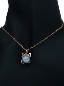 V FASHION JEWELLERY Rose Gold-Plated Stainless Steel Geometric Beaded Pendant With Chain