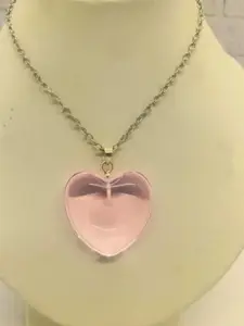 V FASHION JEWELLERY Sterling Silver-Plated Crystal Heart Studded Pendant With Chain