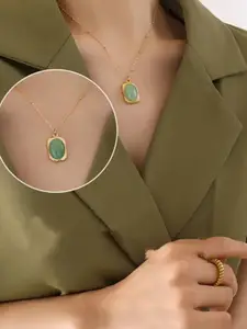 V FASHION JEWELLERY Gold Plated Artificials Stone Studded Pendant With Chain