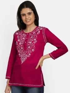 PARAMOUNT CHIKAN Women Ethnic Motifs Embroidered Chikankari Kurti