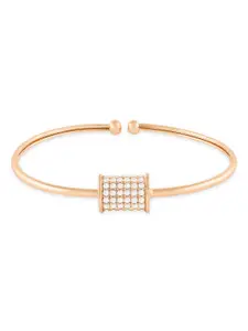 Zaveri Pearls Rose Gold-Plated Cubic Zirconia Stone Studded Kada Bracelet