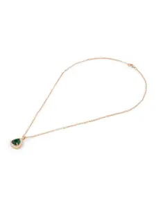 Zaveri Pearls Rose Gold-Plated Cubic Zirconia Stone Studded Pendant With Chain