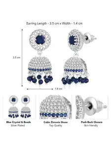 Peora Silver-Plated Cubic Zirconia Contemporary Jhumkas