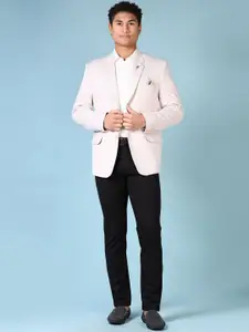 V-Mart Self Designed Notched Lapel Single Breasted Blazer