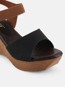 The Roadster Lifestyle Co Women Textured Open Toe Wedge Heel Sandals