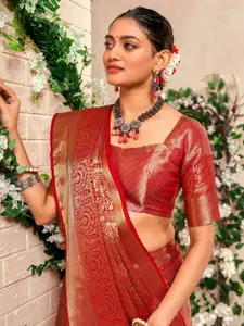 DEVATITHI Woven Design Zari Pure Silk Dharmavaram Saree