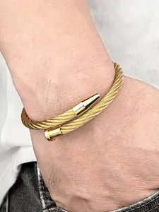 MEENAZ Men Gold-Plated Stainless Steel Antique Kada Bracelet