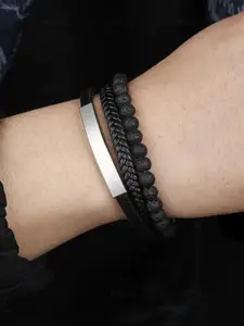 MEENAZ Men Gold-Plated Leather Antique Multistrand Bracelet