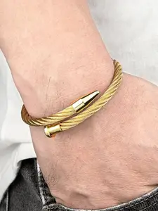 MEENAZ Men Gold-Plated American Diamond Antique Wraparound Bracelet