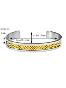 MEENAZ Men Gold-Plated Stainless Steel Antique Cuff Bracelet