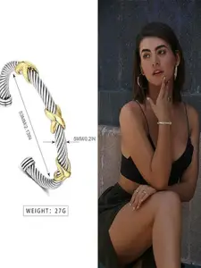 MEENAZ Men Gold-Plated Stainless Steel Antique Kada Bracelet