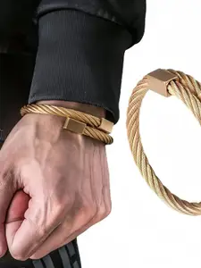 MEENAZ Men Gold-Plated Stainless Steel Antique Kada Bracelet