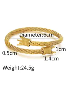 MEENAZ Men Gold-Plated Stainless Steel Antique Wraparound Bracelet