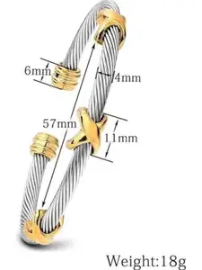 MEENAZ Men Gold-Plated Stainless Steel Antique Cuff Bracelet