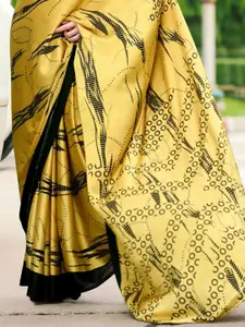 DEVATITHI Yellow Japan Satin Saree