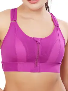 Bella Voste Women Dry Fit Full Coverage Front-Zipper Lightly Padded Sports Bra