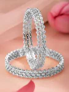 Rubans Set Of 4 Rhodium-Plated Cubic Zirconia Studded Bangles