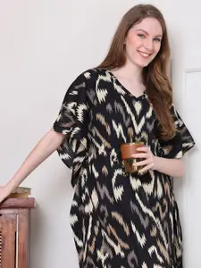 Boston Club Women Printed Pure Cotton Maxi Kaftan Nightdress