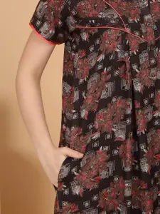 Sweet Dreams Women Pure Cotton Printed Maxi Nightdress